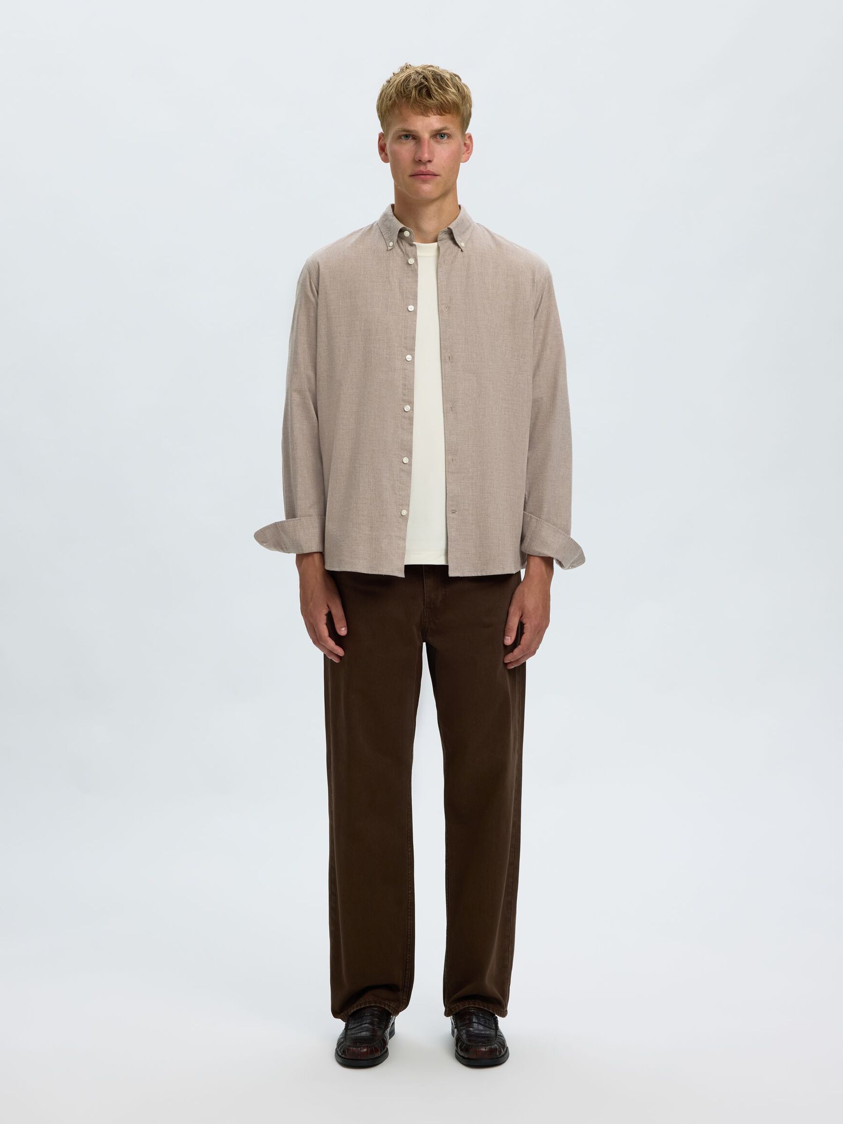 COTTON LONG SLEEVED SHIRT, Cornstalk, highres
