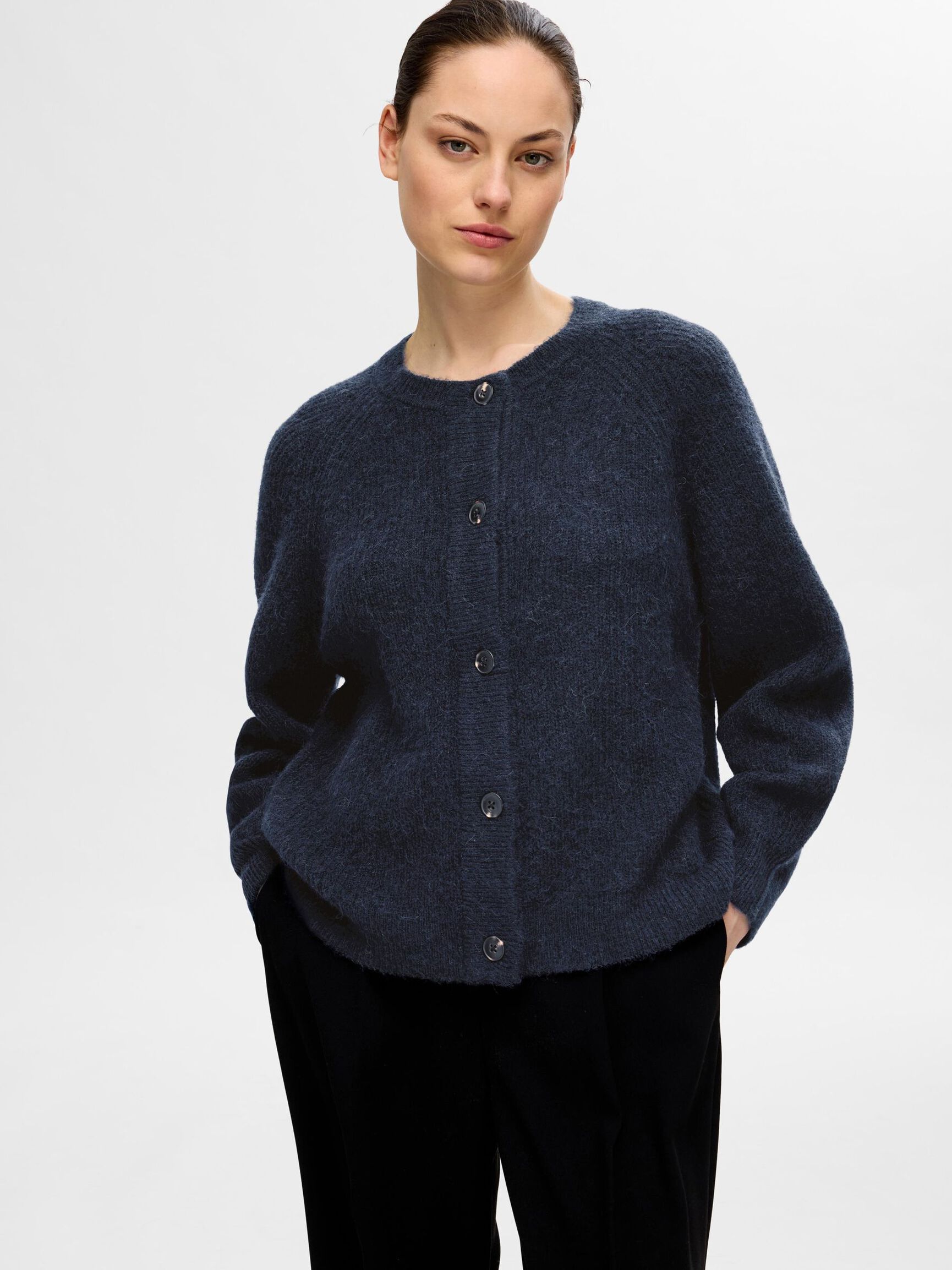 LANGÆRMET CARDIGAN, Dark Sapphire, highres