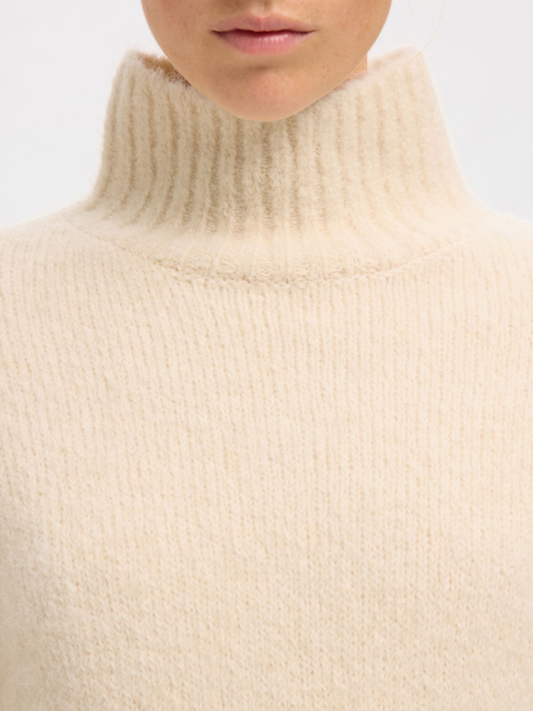 WOLLMIX PULLOVER MIT HOHEM KRAGEN, Birch, highres