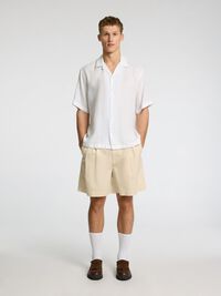 100% LINNEN OVERHEMD MET KORTE MOUWEN, White, highres