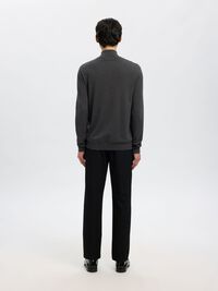 HALV GLIDELÅS STRIKKET PULLOVER, Antracit, highres