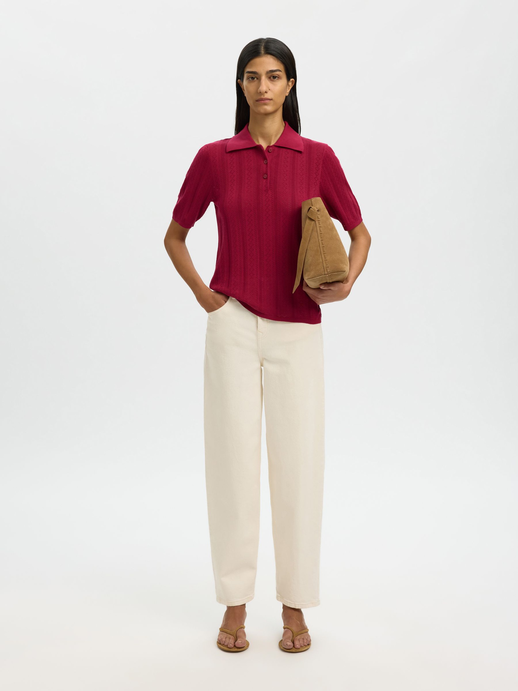 COTON POLO EN MAILLE, Anemone, highres