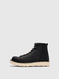 CUIR BOTTES À LACETS, Black, highres