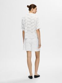 BRODERIE ANGLAISE SHORT SLEEVED SHIRT, Snow White, highres