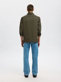 REGULAR FIT KATOEN OVERSHIRT, Forest Night, highres