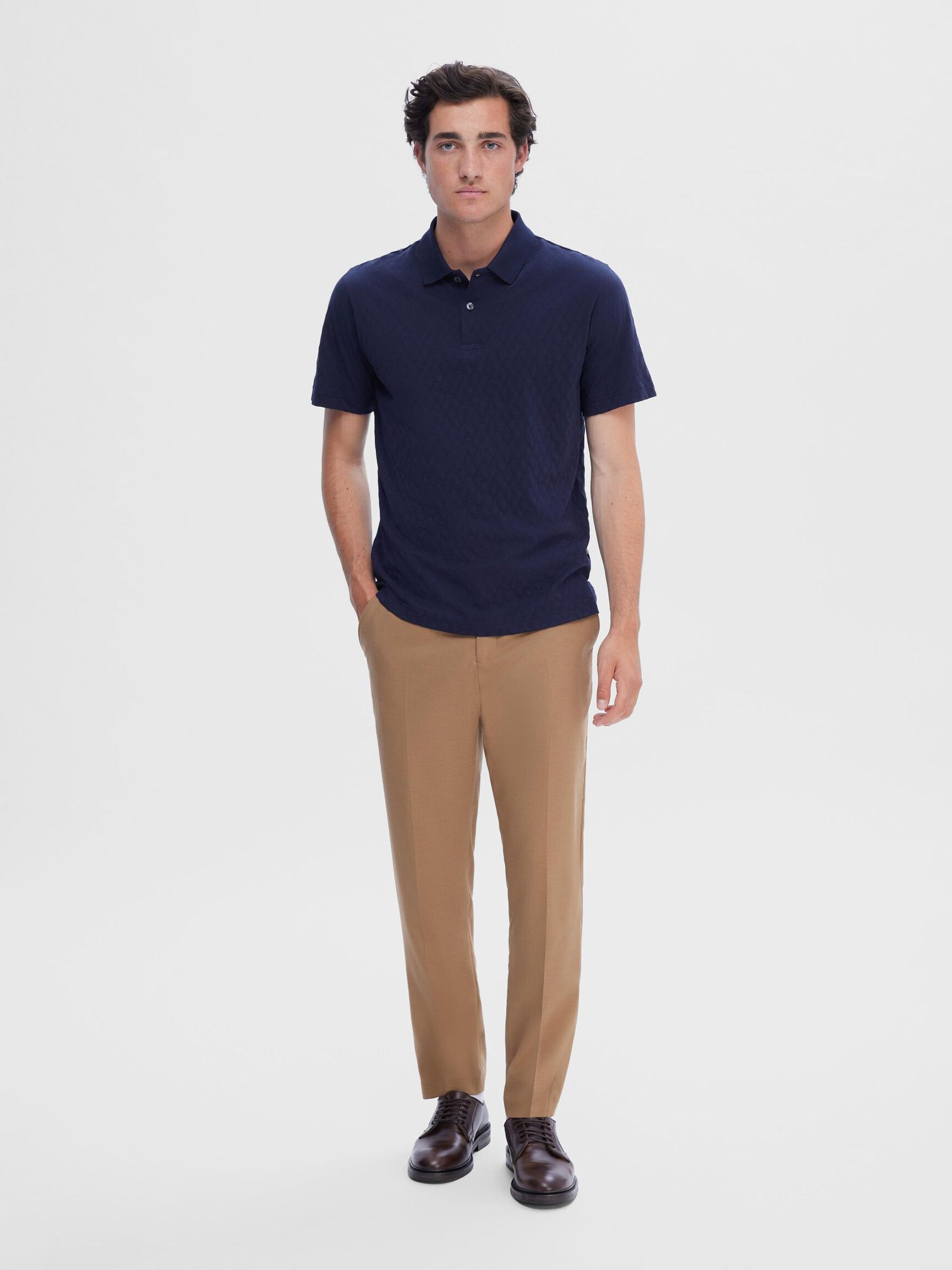 JACQUARD PRINT POLO SHIRT, Sky Captain, highres