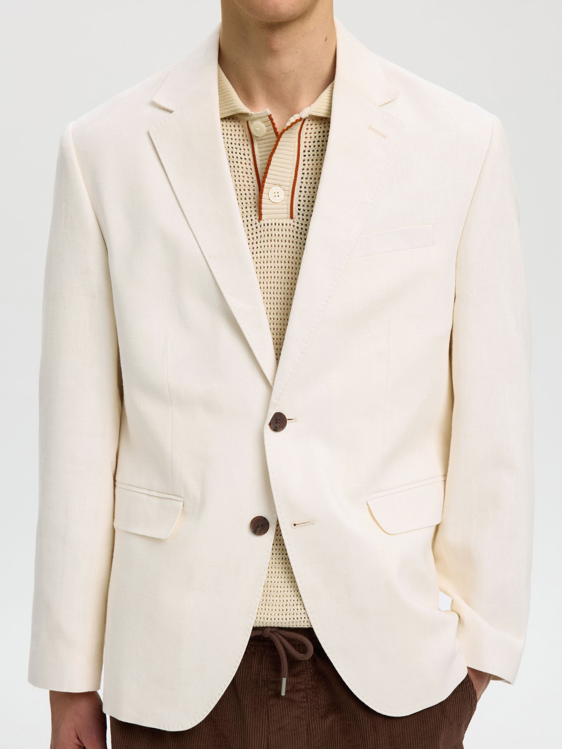 LINEN BLEND BLAZER, Egret, highres