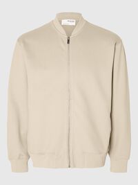 JERSEY SWEAT-CARDIGAN, Oatmeal, highres