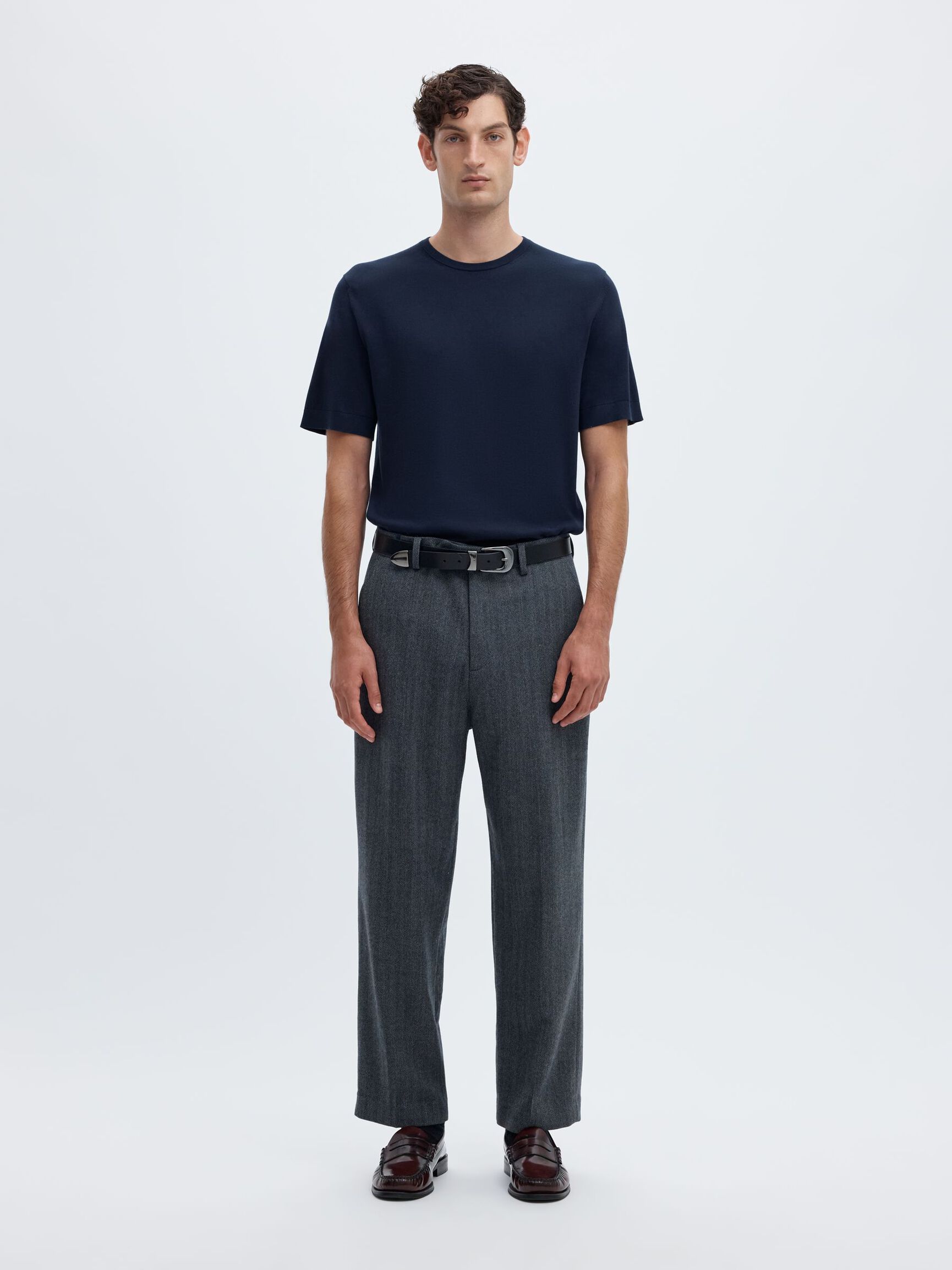 COTTON SHORT-SLEEVED T-SHIRT, Navy Blazer, highres