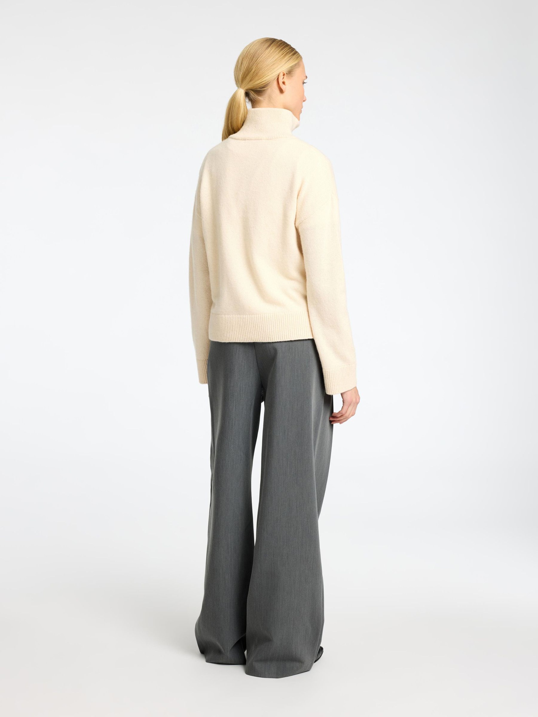 WOOL BLEND HALF-ZIP JUMPER, Birch, highres
