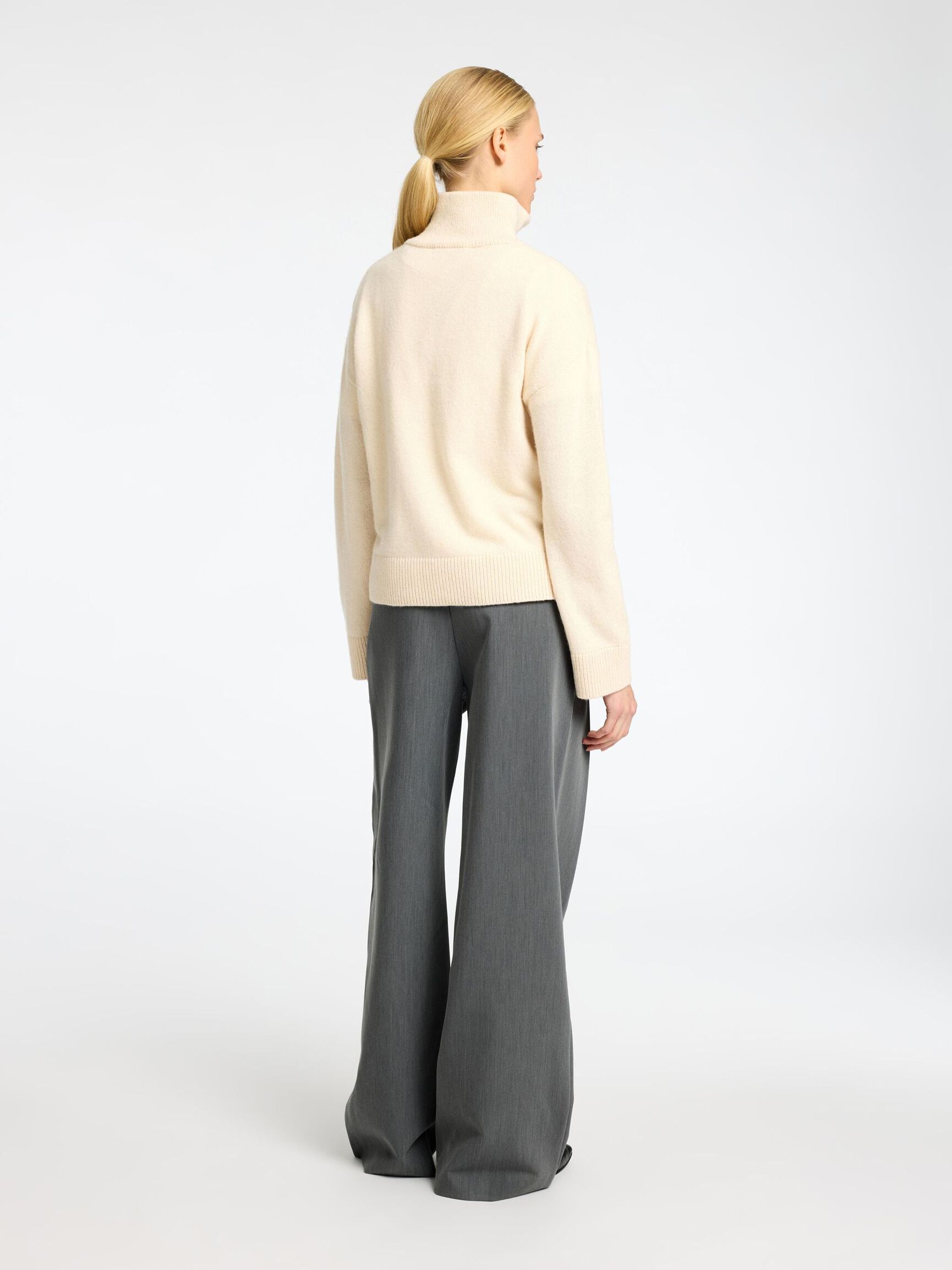 WOOL BLEND HALF-ZIP JUMPER, Birch, highres