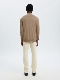 HALF-ZIP KNITTED JUMPER, Savannah Tan, highres