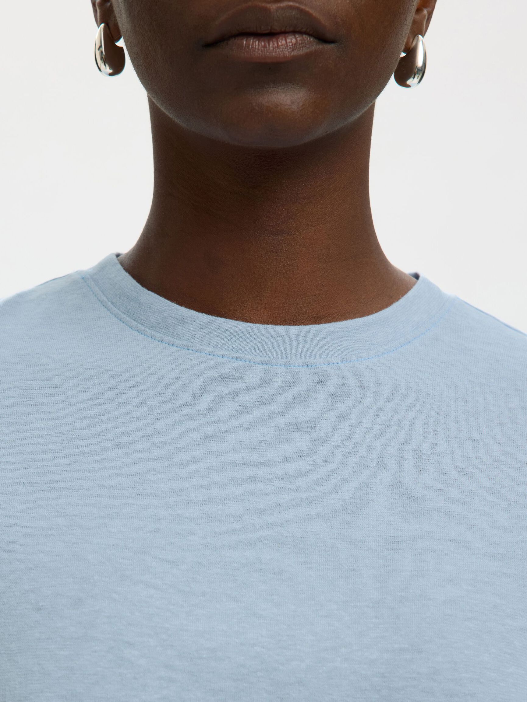 LINEN BLEND T-SHIRT, Cashmere Blue, highres