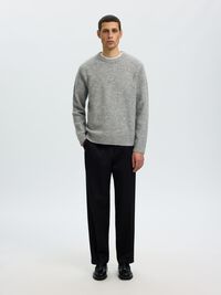 WAFFLE KNIT JUMPER, Light Grey Melange, highres