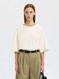 COTTON OVERSIZED T-SHIRT, Egret, highres