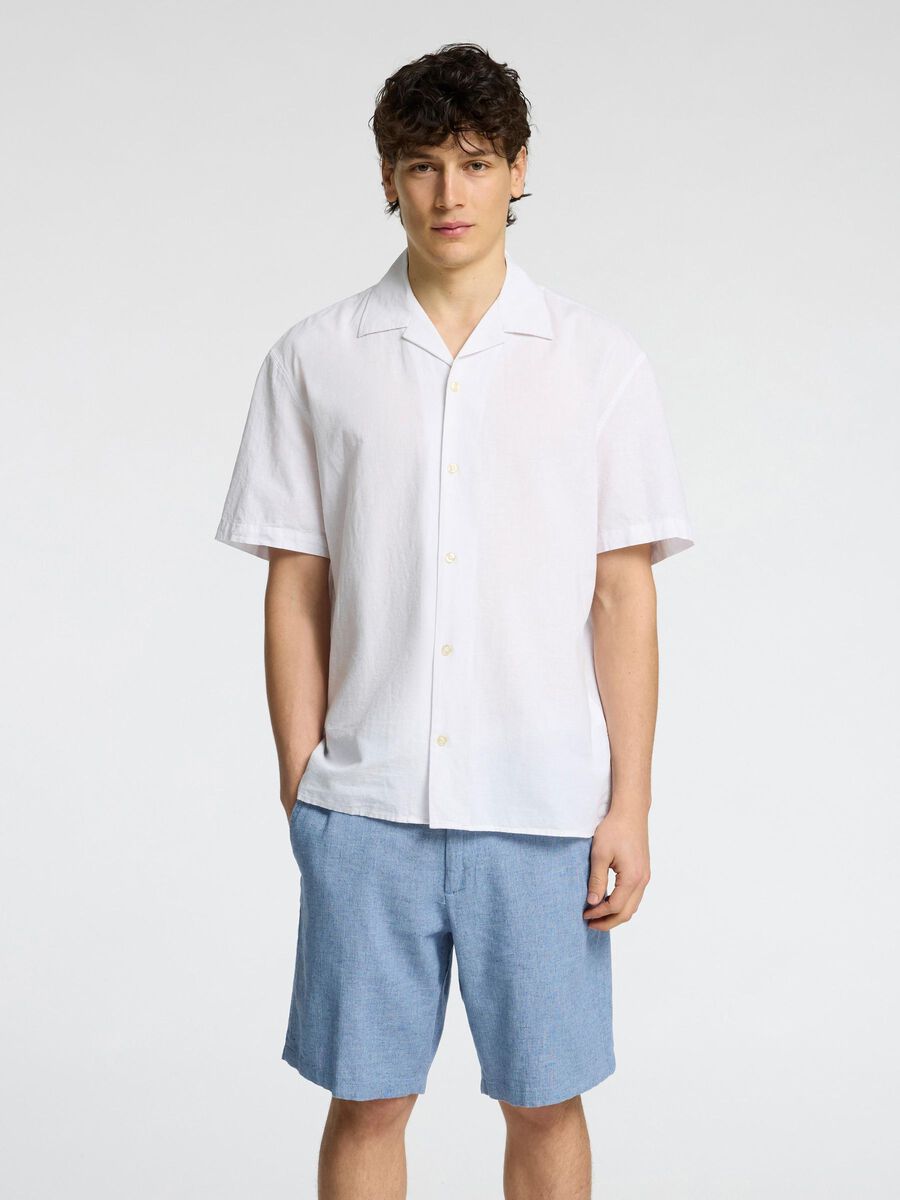 Selected LEINENMIX KURZARMHEMD, White, highres - 16092978_White_003.jpg