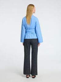 LANGÆRMET SLÅ-OM-BLUSE, Cornflower Blue, highres