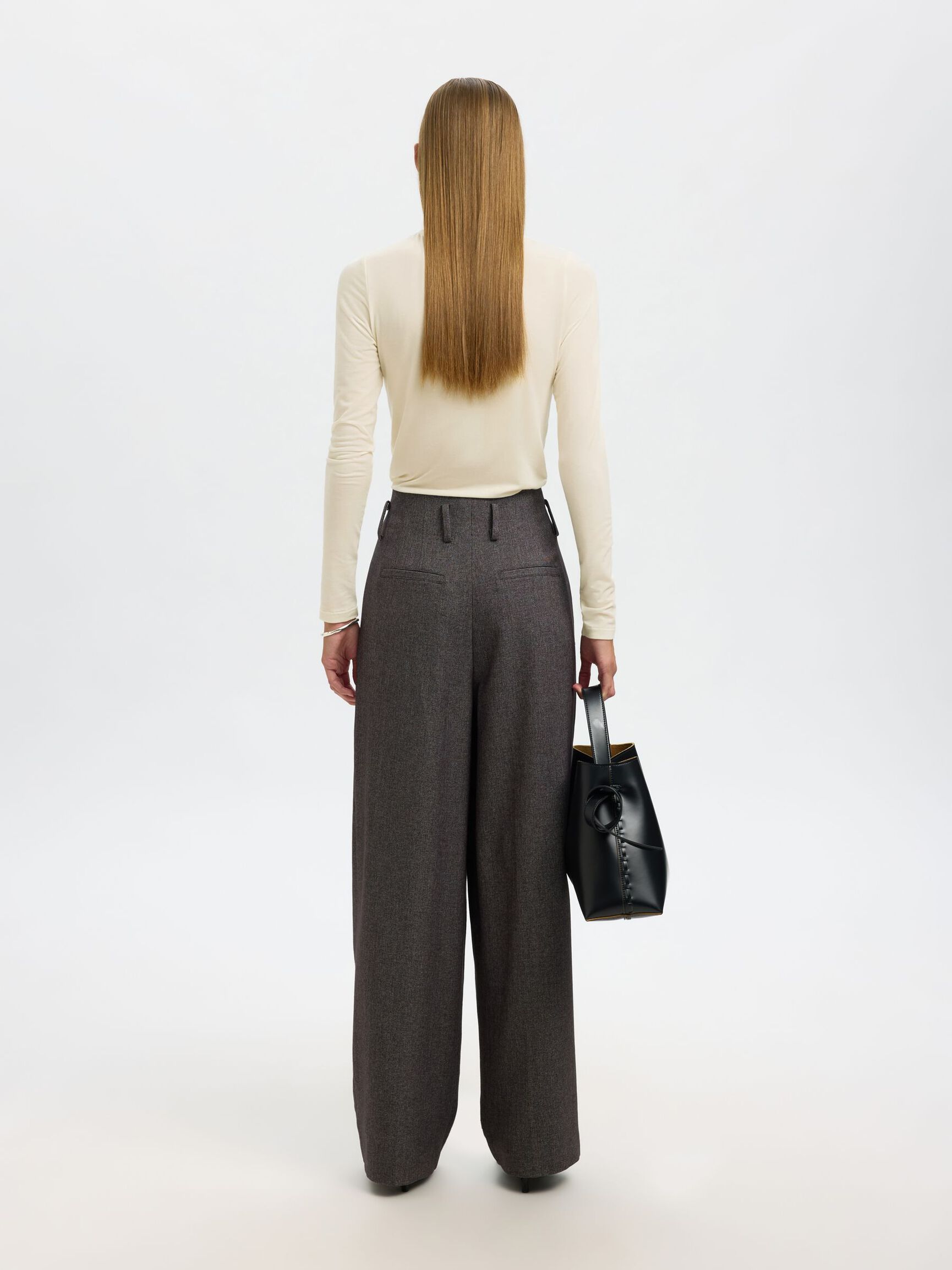 COL MONTANT TOP À MANCHES LONGUES, Egret, highres