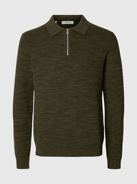 LONG SLEEVED HALF-ZIP JUMPER, Forest Night, highres
