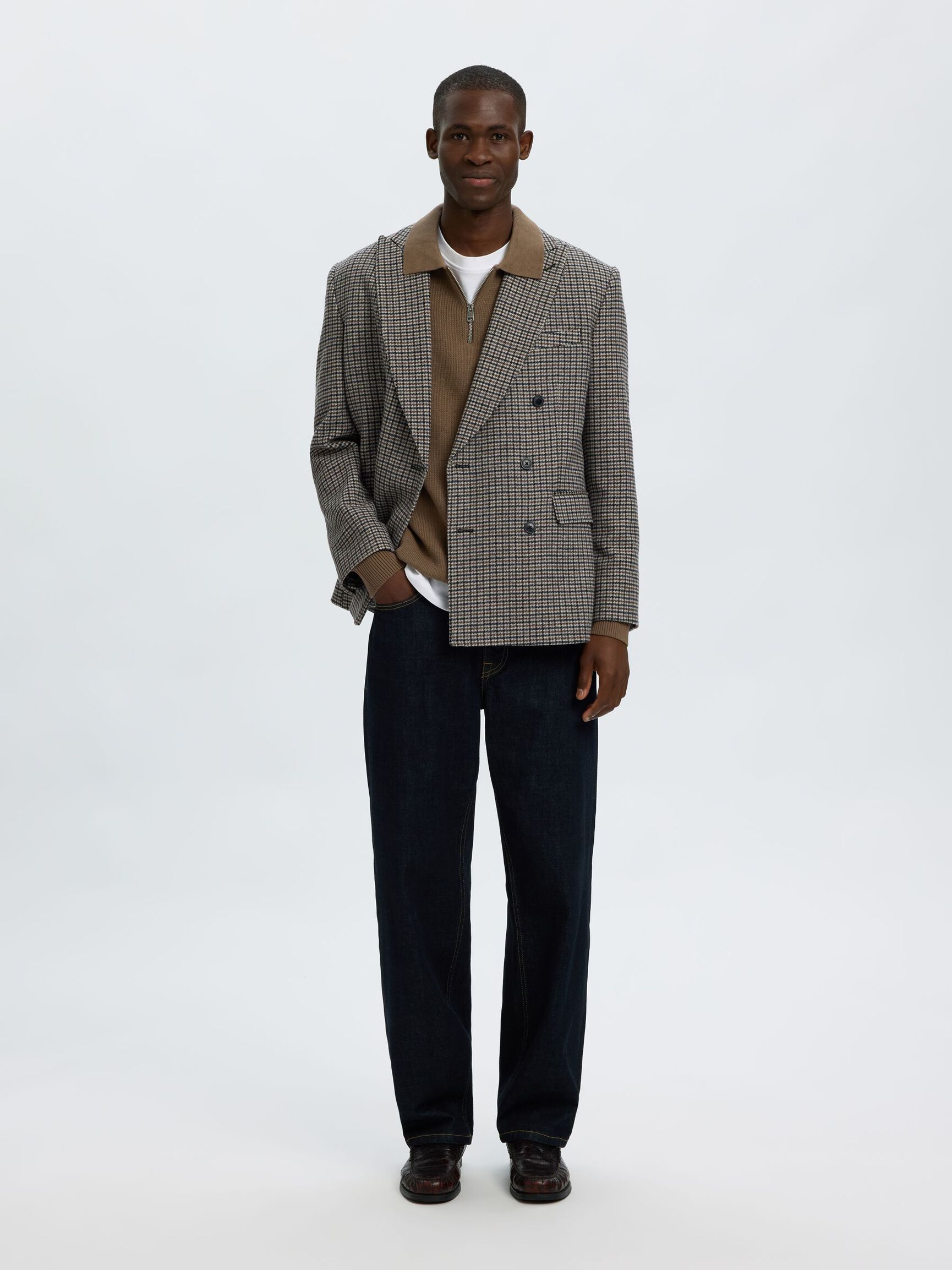 LONG SLEEVED HALF-ZIP JUMPER, Morel, highres