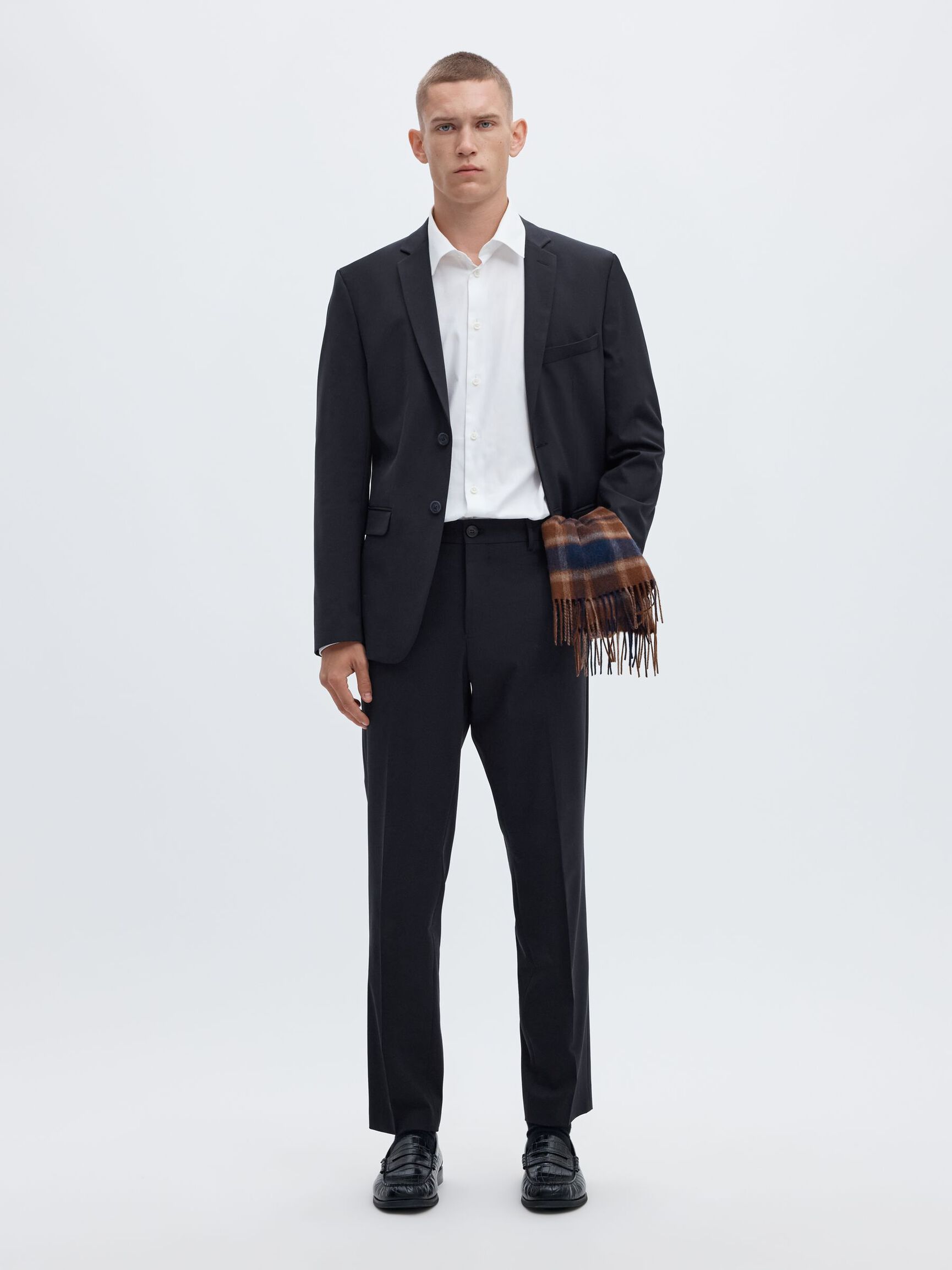 VISCOSE BLEND SLIM FIT BLAZER, Navy Blazer, highres