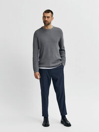 WAFFLE KNIT JUMPER, Medium Grey Melange, highres