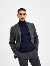 SLIM FIT WOOL BLEND TURTLENECK, Navy Blazer, highres