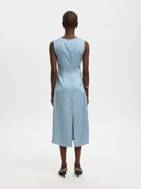 SATIJN MAXI-JURK, Dusty Blue, highres