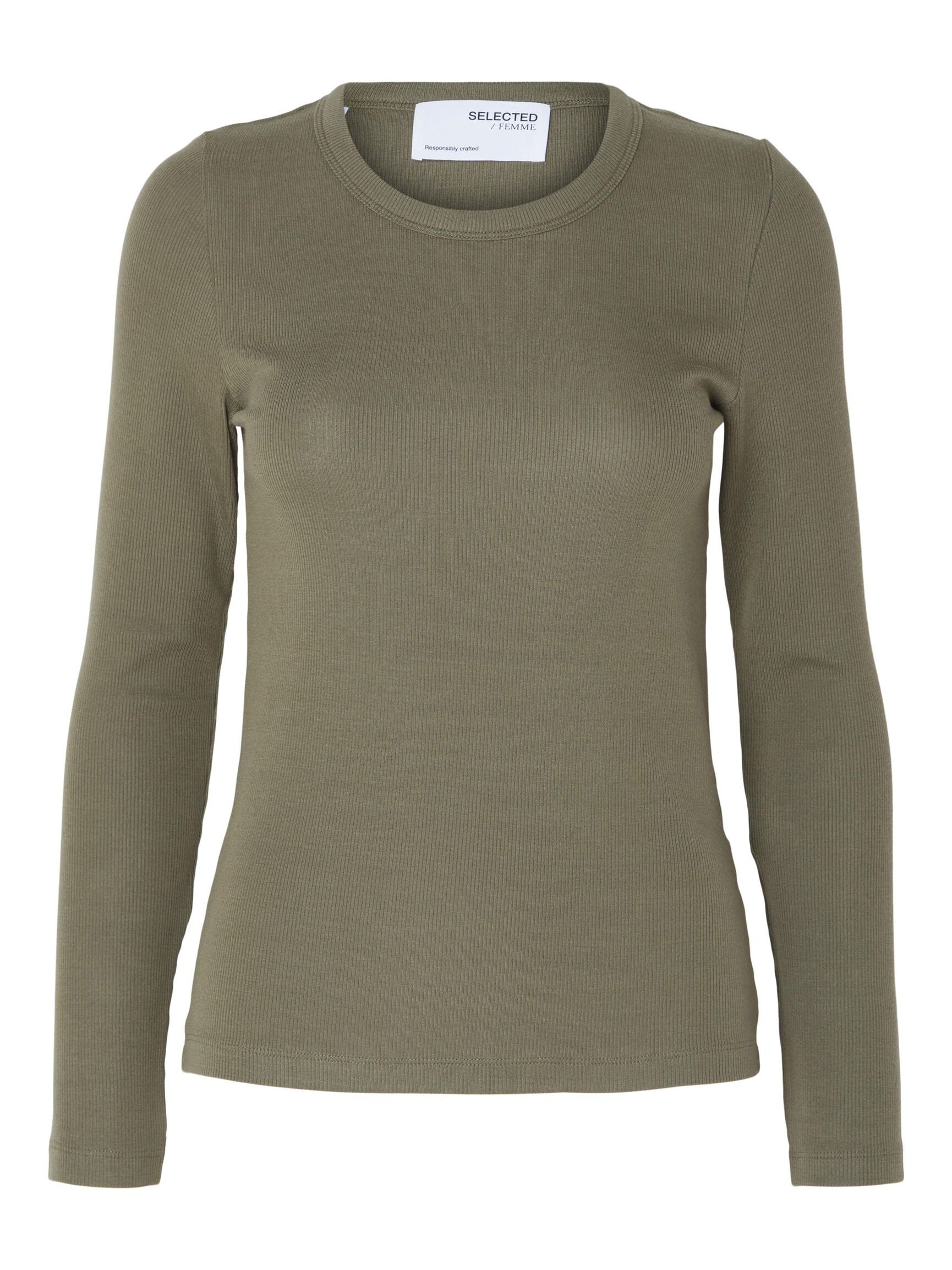 LONG-SLEEVED T-SHIRT, Dusky Green, highres