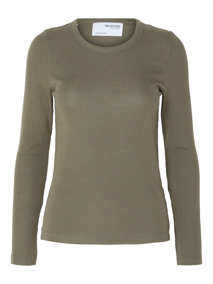 Selected LONG-SLEEVED T-SHIRT, Dusky Green, highres - 16090484_DuskyGreen_001.jpg