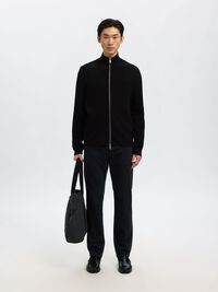 RELAXED FIT STRICKJACKE, Black, highres