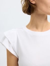 COTTON RUFFLED T-SHIRT, Bright White, highres
