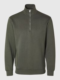 VISCOSE BLEND HALF ZIP SWEATSHIRT, Forest Night, highres