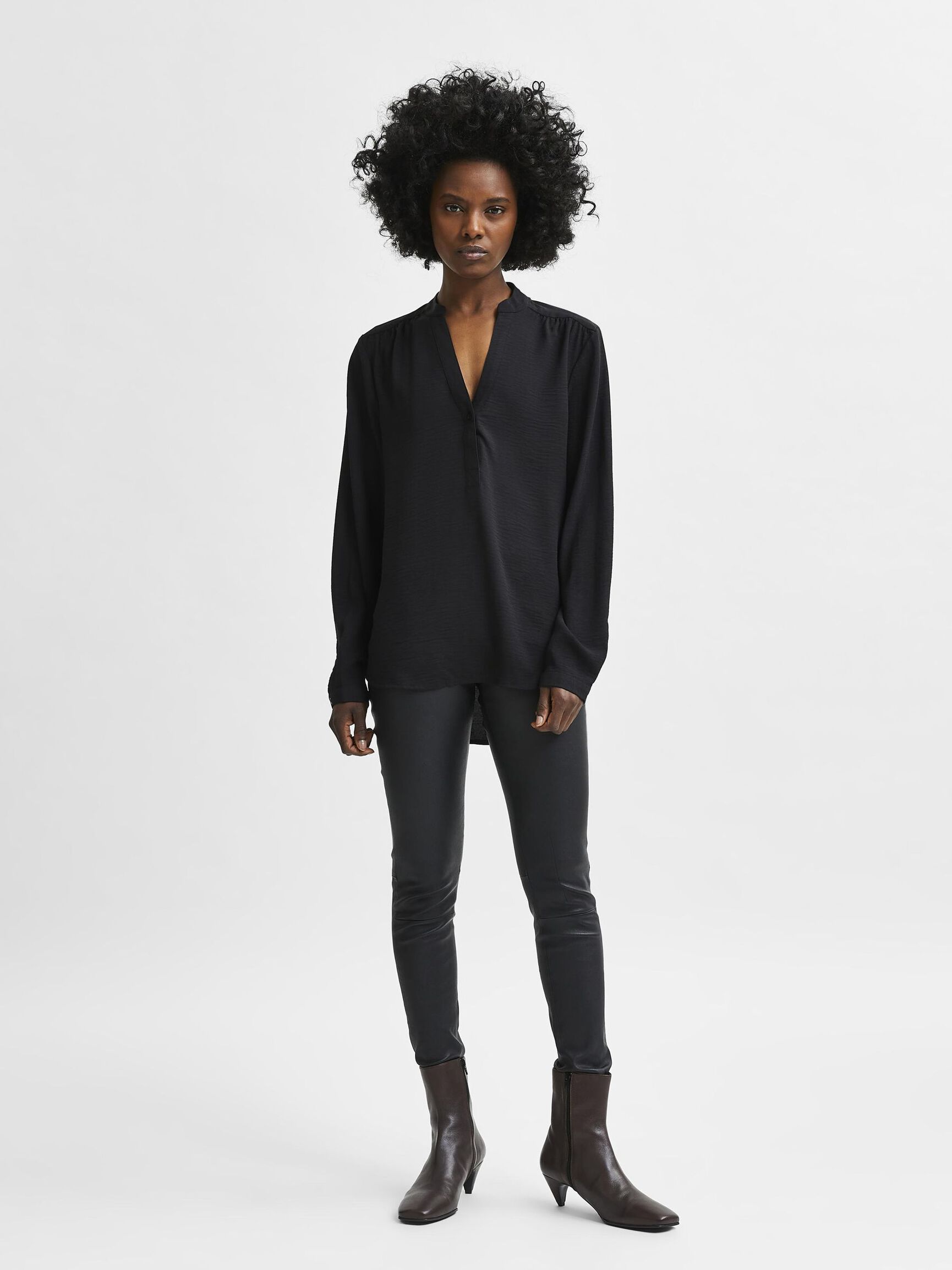 LONG-SLEEVED BLOUSE, Black, highres