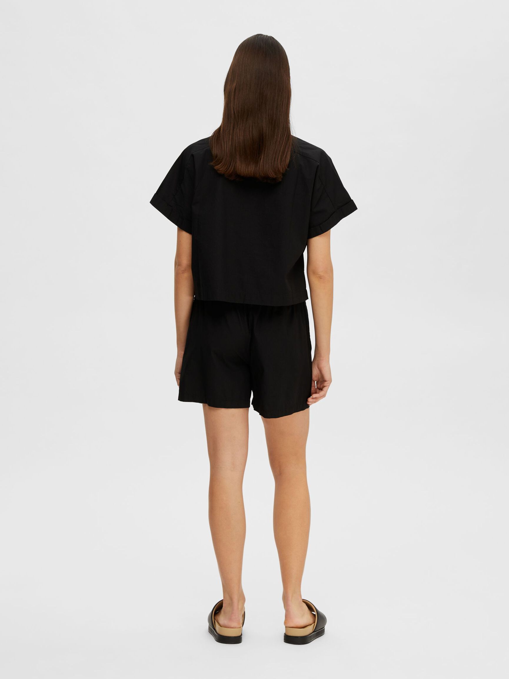 BAUMWOLL SHORTS, Black, highres