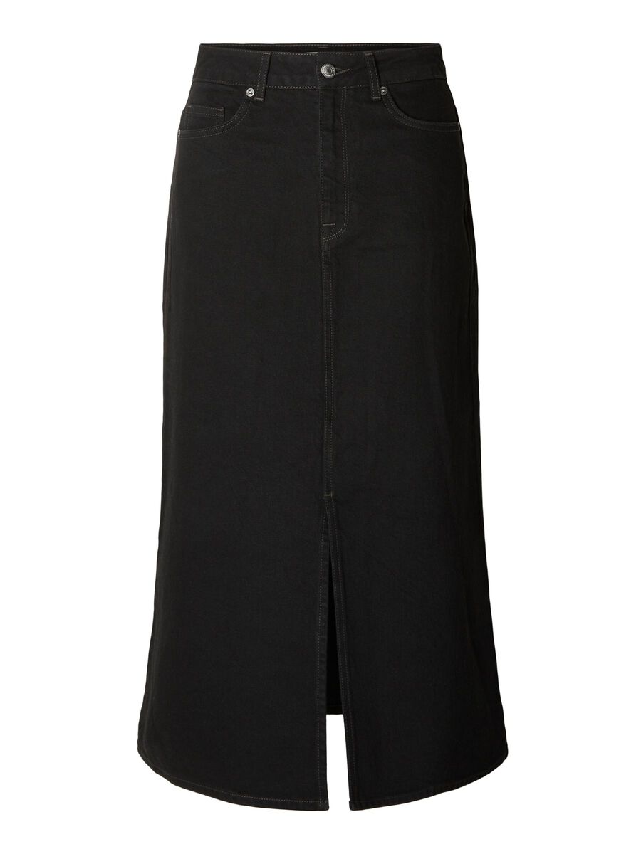 Selected ZWART DENIM MIDDELLANGE ROK, Black Denim, highres - 16091280_BlackDenim_001.jpg
