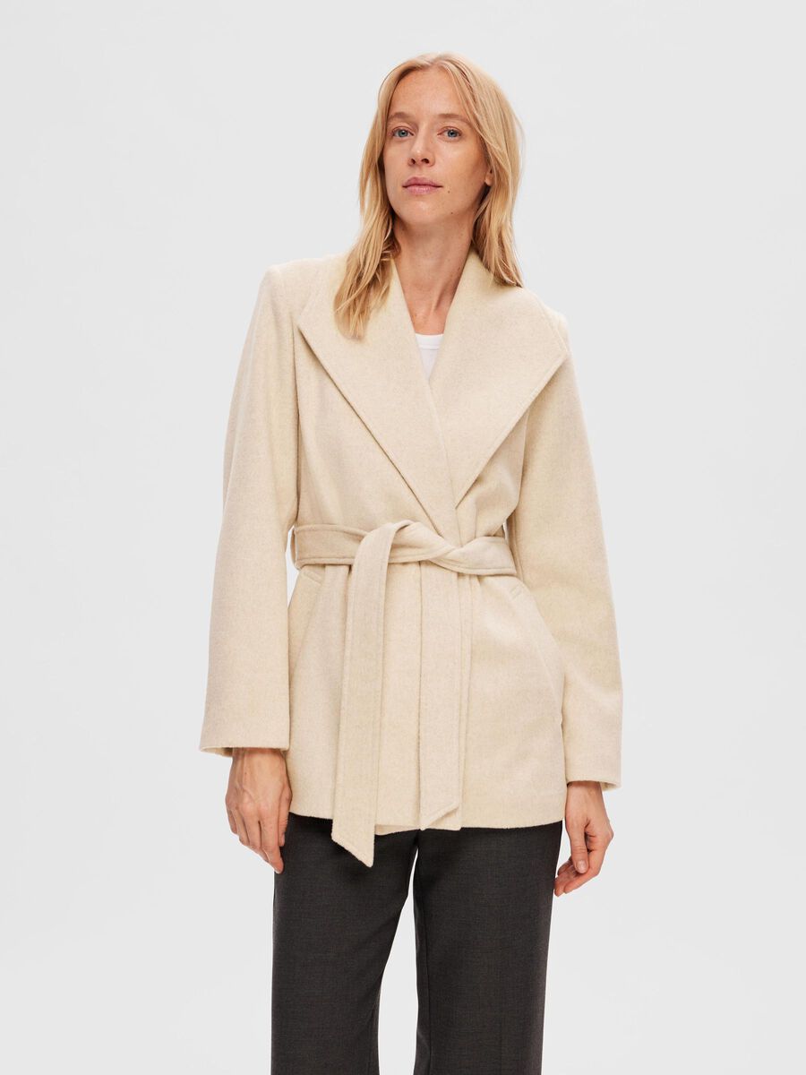 Selected BELTED WOOL BLEND COAT, Sandshell, highres - 16092392_Sandshell_1077505_003.jpg