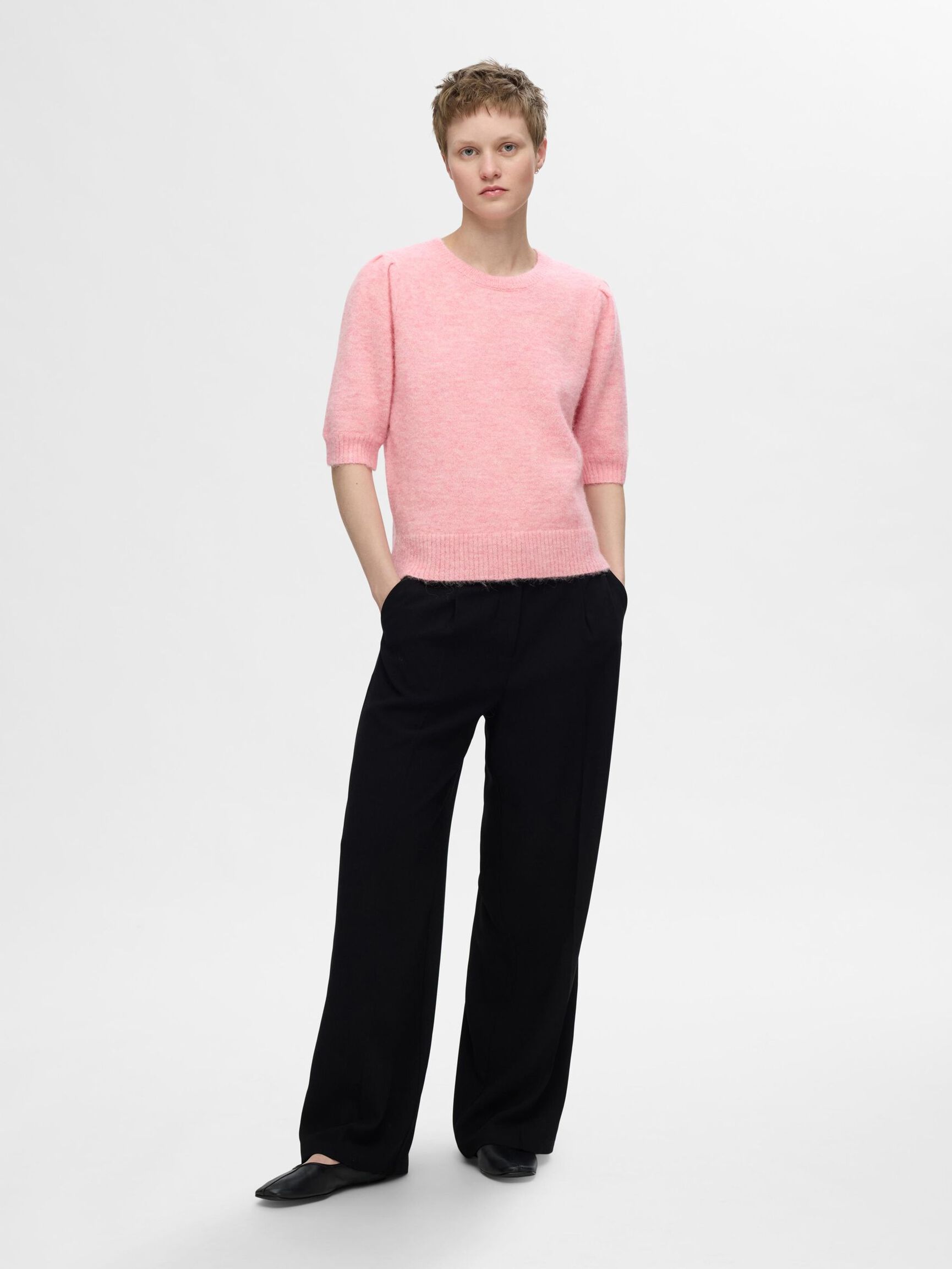 WOLMIX TOP MET KORTE MOUWEN, Peony, highres