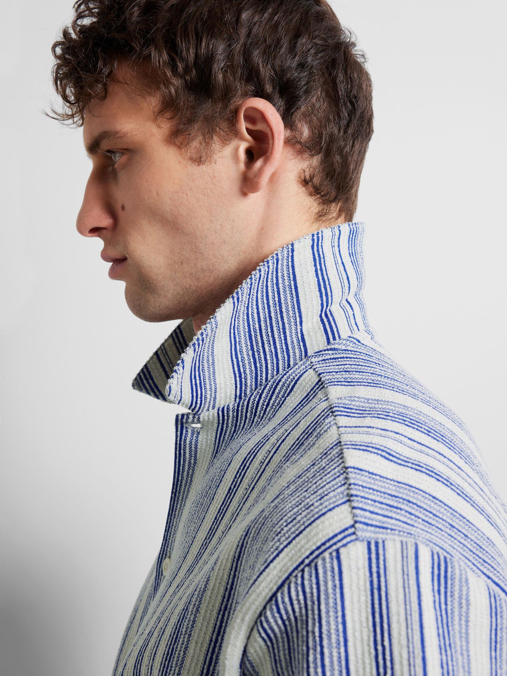 STRIPED SHORT SLEEVED SHIRT, Nautical Blue, highres