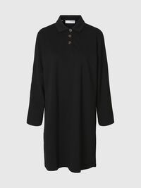 POLO STYLE JERSEY LONG SLEEVED DRESS, Black, highres