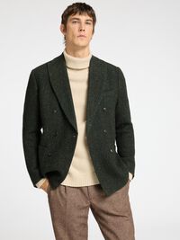 SLIM FIT FISKBEN DUBBELKNÄPPT KAVAJ, Dark Green, highres