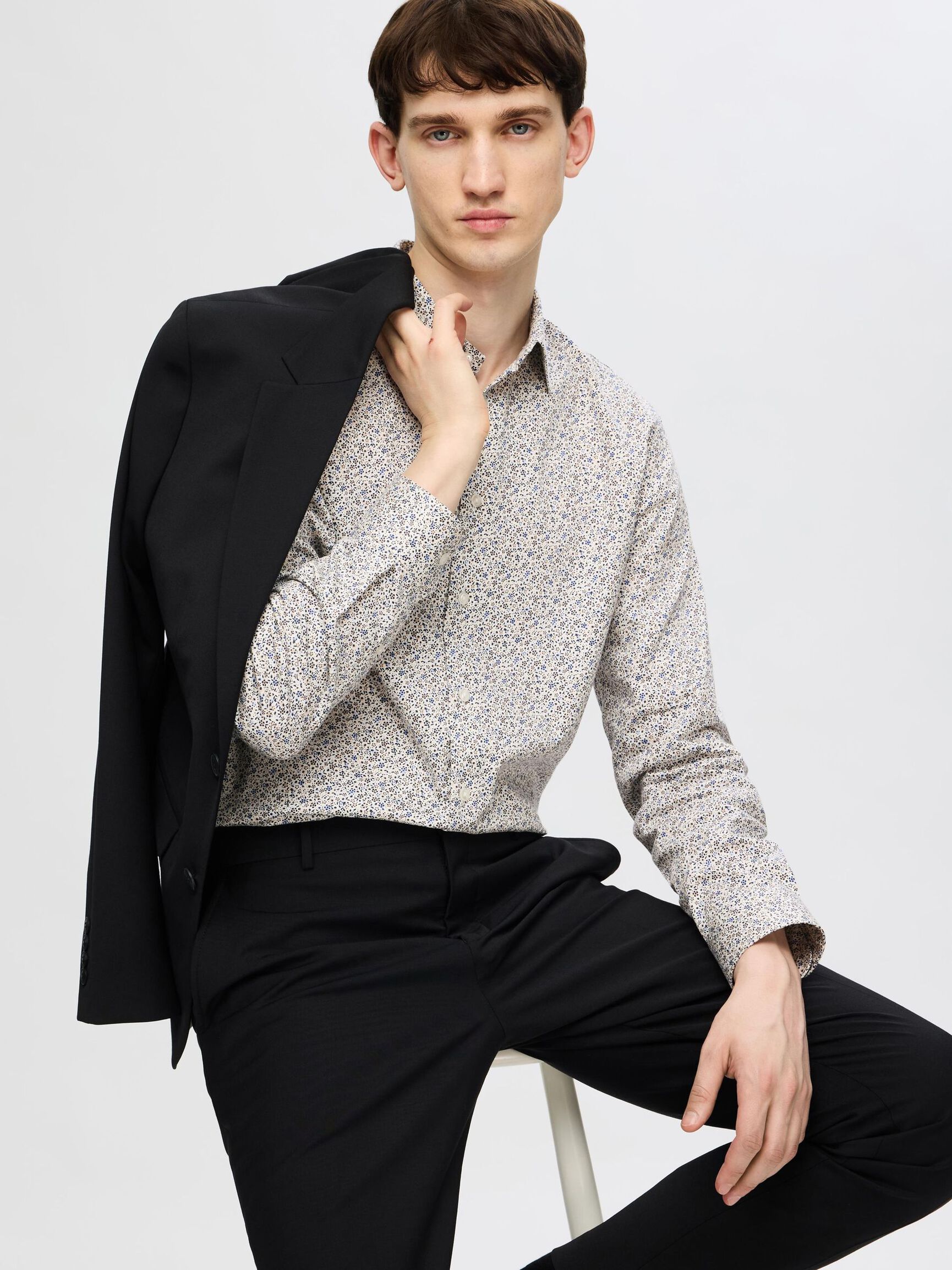 SLIM FIT SKJORTE, Egret, highres