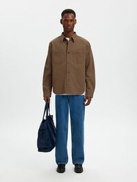 REGULAR FIT TWILL OVERSHIRT, Chocolate Chip, highres