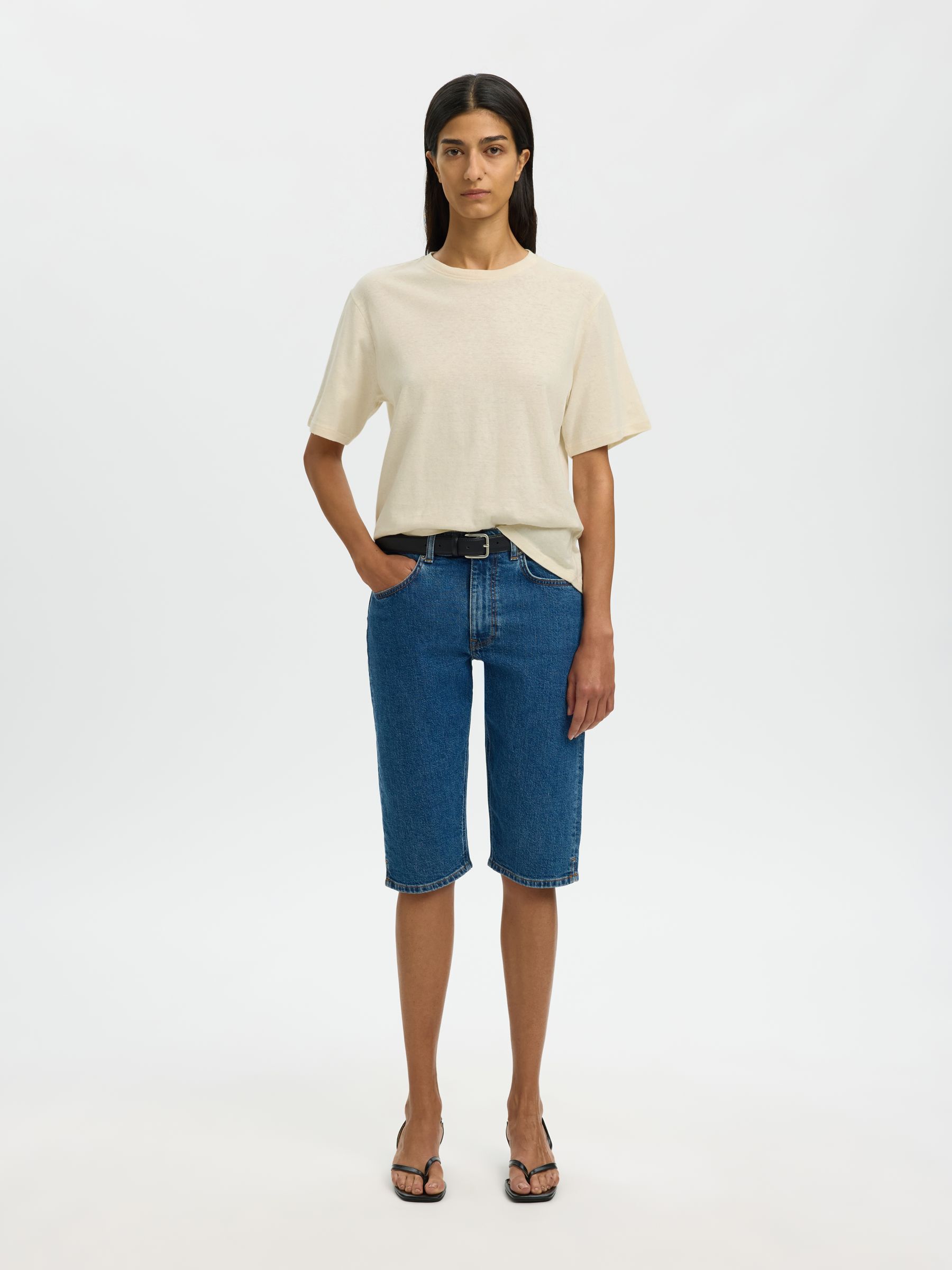 LINEN BLEND T-SHIRT, Nature, highres