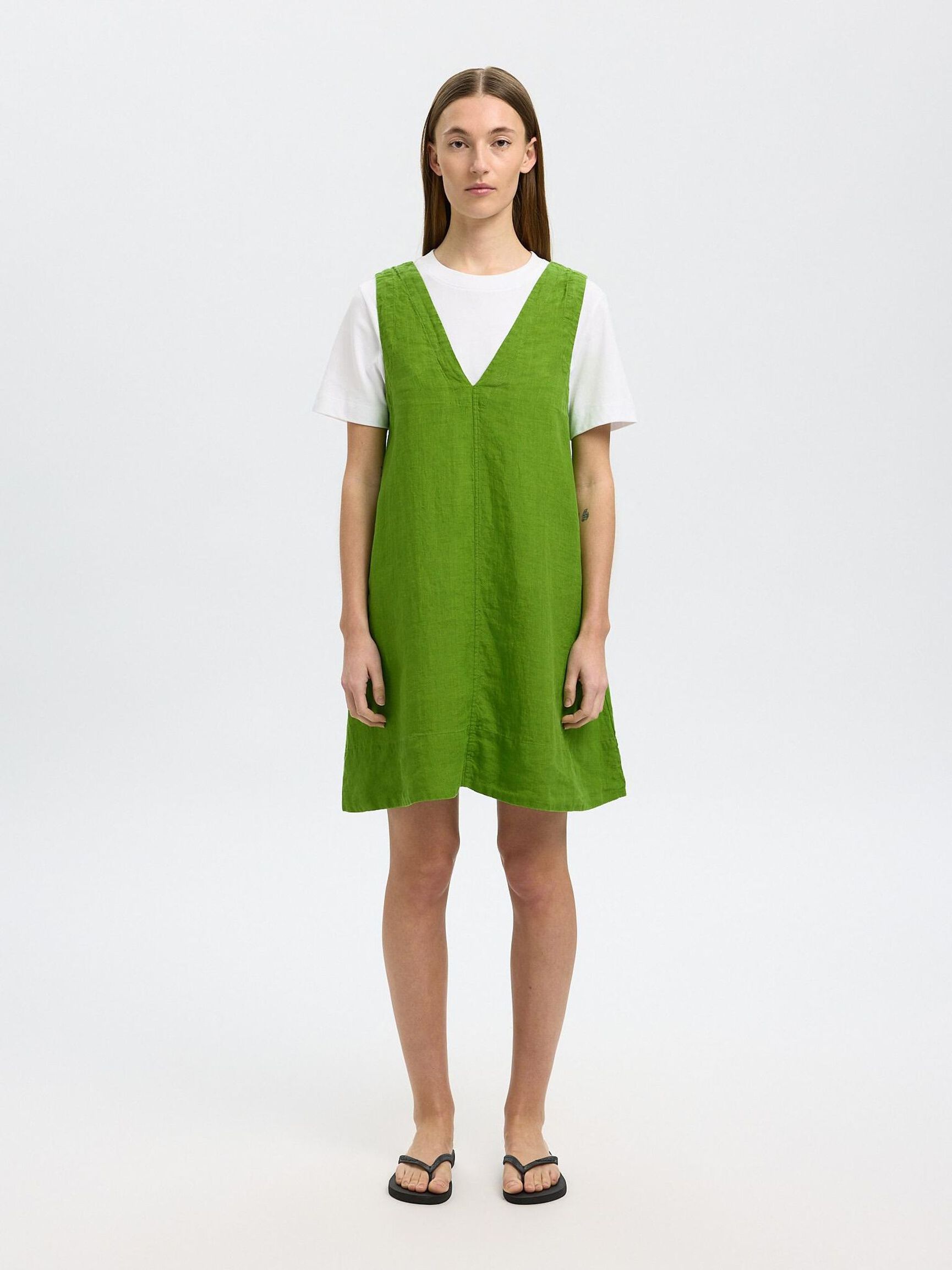 100% LINEN SLEEVELESS DRESS, Spindle Tree, highres