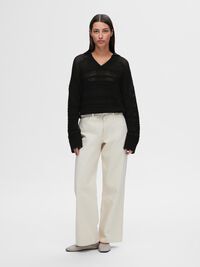 CROCHET-STYLE PULLOVER, Black, highres