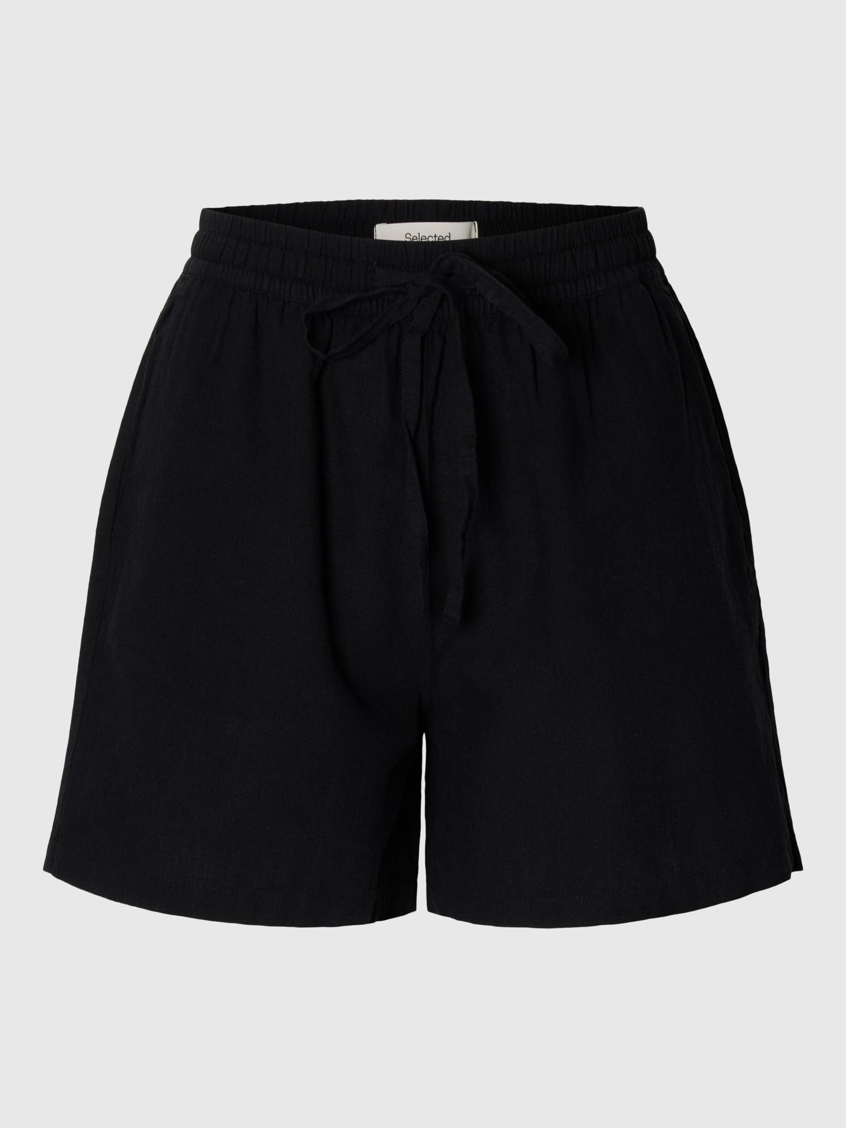 LINEN BLEND SHORTS, Black, highres