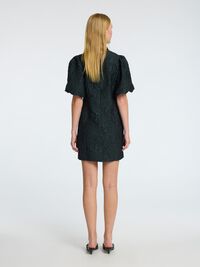 BLOMSTRETE JACQUARD KJOLE MED PUFFERMER, Scarab, highres