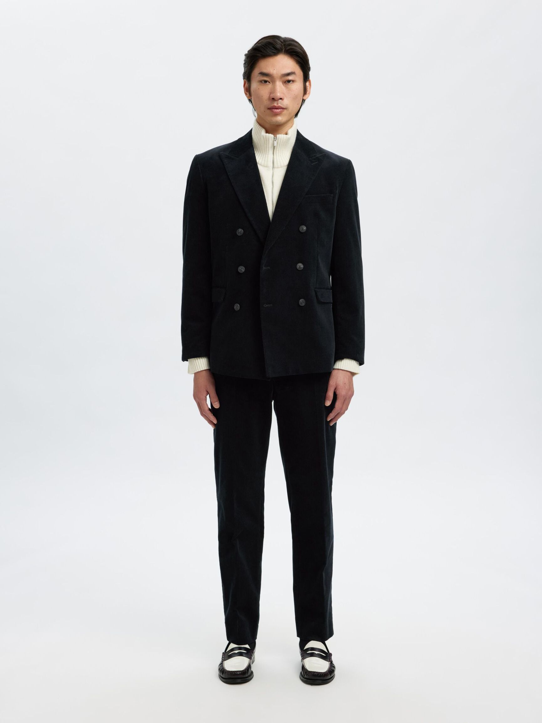 REGULAR FIT CORDUROY  DOUBLE-BREASTED BLAZER, Sky Captain, highres