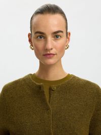 WOOL BLEND CARDIGAN, Fir Green, highres
